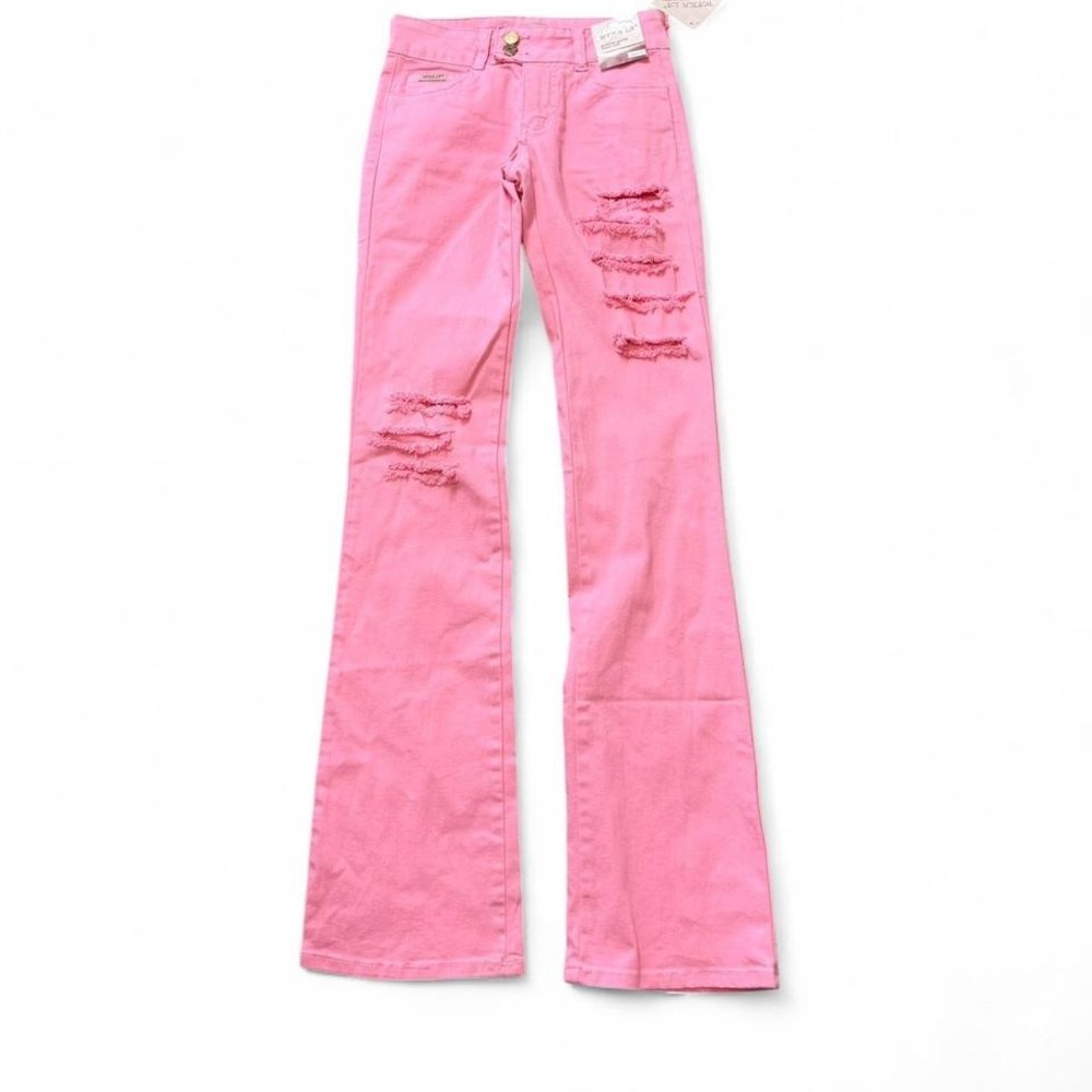 Y2K Pink Low Rise‎ Ripped Flare Jeans